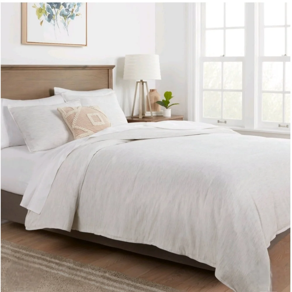 Threshold 3pc King Space Dyed Cotton Linen Duvet Cover & Sham Set Light Gray